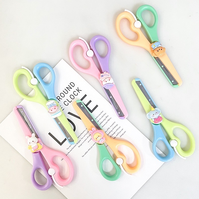 กรรไกรตัดกระดาษ สีพาสเทล กรรไกรตัดสิ่งของ อุปกรณ์การเรียน DIY