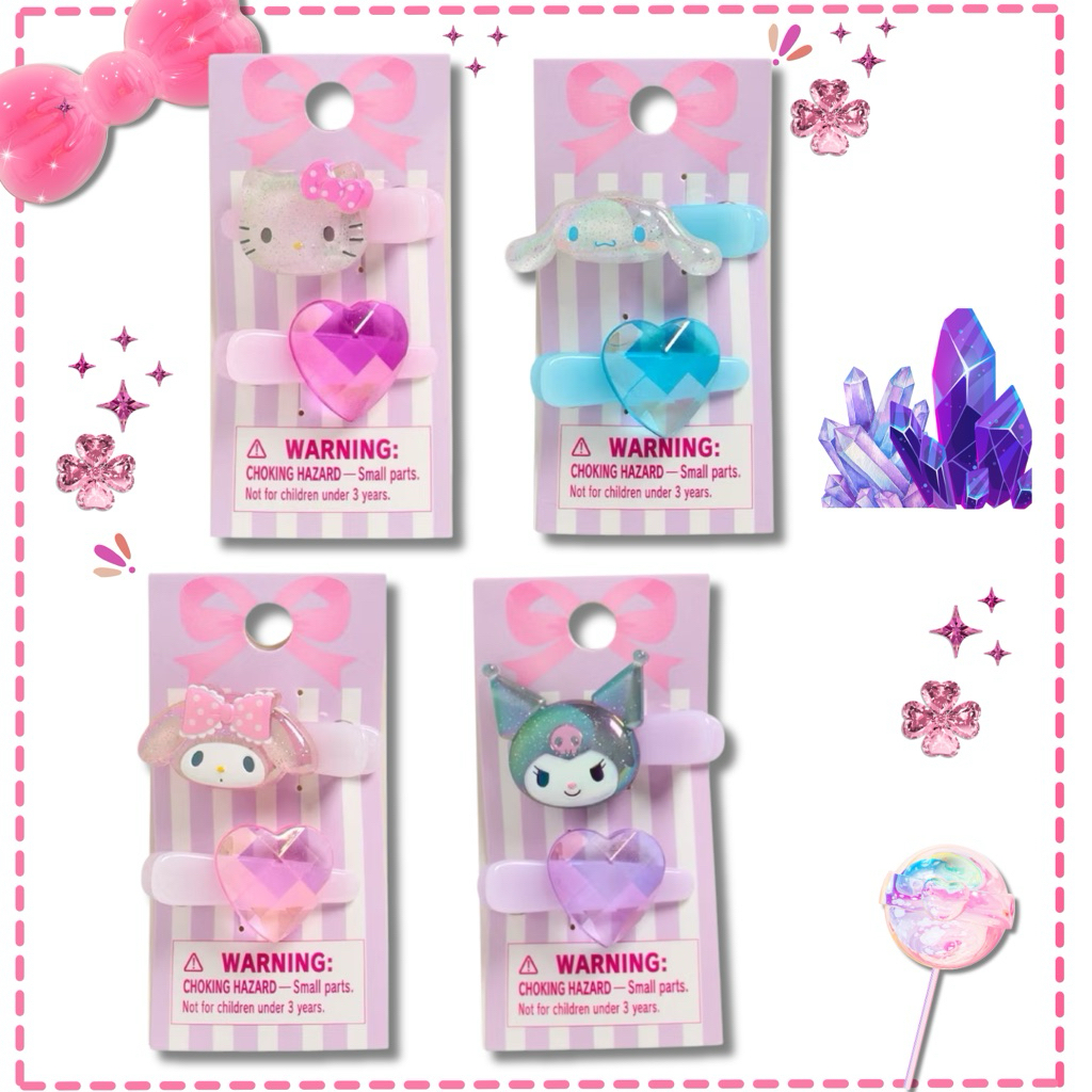 🌟 พร้อมส่ง🧡มินิ กิ๊บติดผม sanrio ของแท้💯 จากญี่ปุ่น🇯🇵 1 แพ็คมี 2 ชิ้น