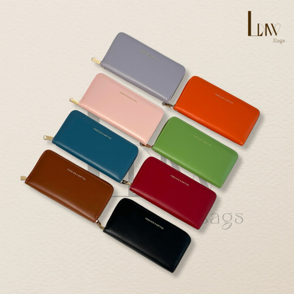 (พร้อมส่ง)ซิปรอบ หนังนิ่ม แบรนด์แท้forever nattha