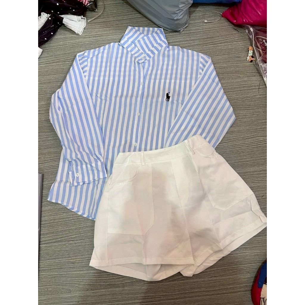 เช็ท 2 ชิ้น เสื้อเชิ๊ตกับกางเกงขาสั้น 🦋bshop028🦋