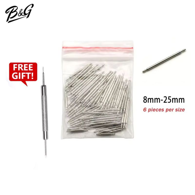 เครื่องมือซ่อมนาฬิกา ชุดสปริงบาร์สายนาฬิกาหลายขนาด 8mm - 25mm  หนา 1.5 mm (1 ชุดมี 108 ชิ้น)
