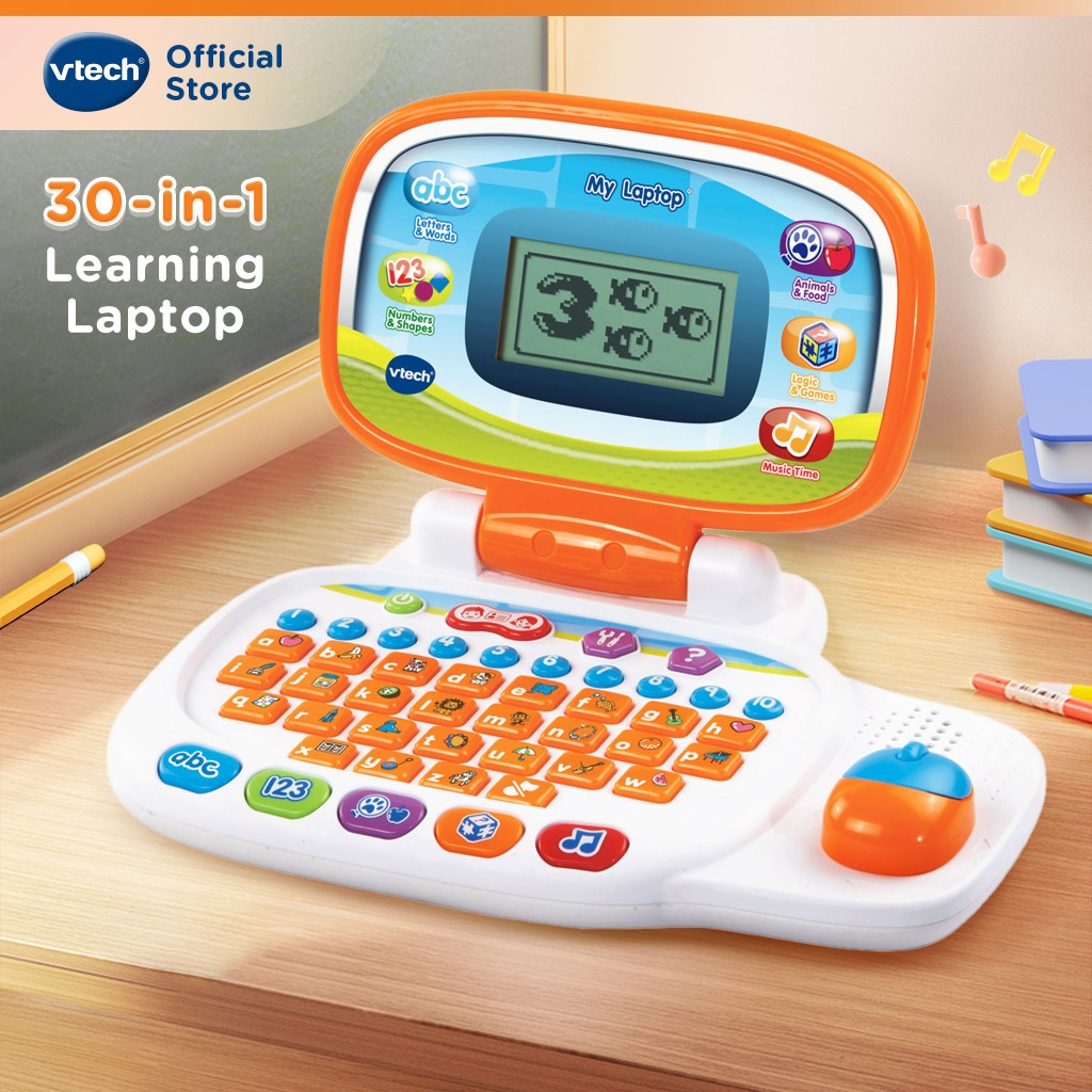 VTech วีเทค 30 in 1 คอมพิวเตอร์สำหรับเด็ก แล็ปท็อปภาษาอังกฤษ ของเล่นเด็ก สอนคณิต เกมส์ ตัวอักษร 3 4 5 6 ปี My Laptop