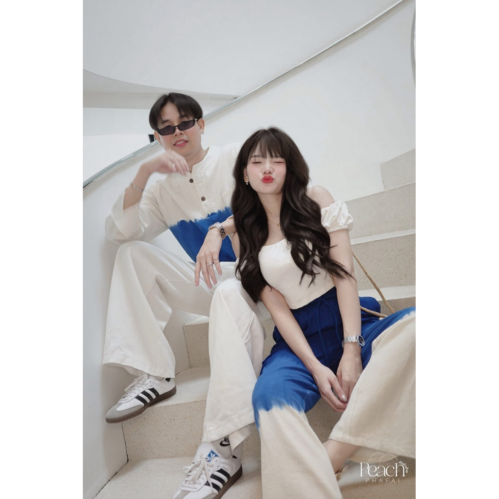 งานผ้าฝ้ายย้อมครามคู่ กดแยกชิ้นนะคะ