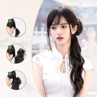 สไตล์ฮันฟู วิกผมแบบถักเปีย หางม้าต่ำหยิกเล็กน้อย