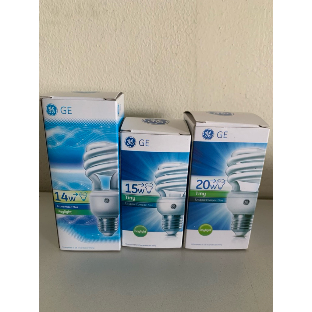 หลอดตะเกียบ หลอดประหยัดไฟ ขั้วเกลียว E27 14W 15W 20W GE แสงขาว