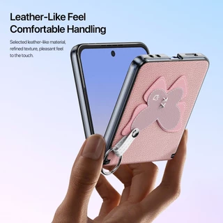 แท้💯 Samsung Z Flip7/Z Flip 8 Dux เคส PU Leather Ring-Style Foldable Phone Case เคสซองหนังกันกระแทก