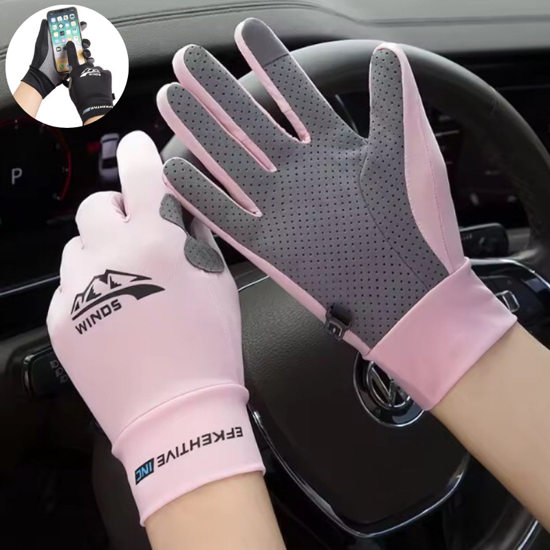 ถุงมือกันแดด ถุงมือตกปลาสำหรับผุ้ชายและผู้หญิง ถุงมือขี่จักรยาน ป้องกันแสงแดด กันUV ทัชสรีนได้