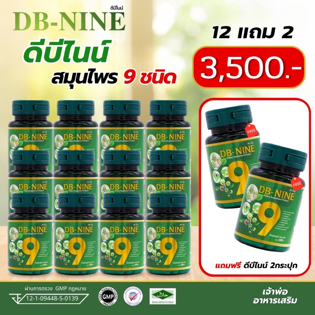 ส่งฟรี!!! มีส่วนลด100บาท!!!  DB-Nine ดีบีไนน์ (12ฟรี2กระปุก) อาหารเสริม สมุนไพร 9ชนิด