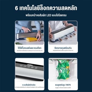 LENODI เครื่องซีลสูญญากาศ แรงดันดูด 70Kpa ปั๊มคู่ รุ่นใหม่ ทำงานเร็ว ปลอดเสียง ใช้งานง่าย ที่บ้านและร้านค้า LED