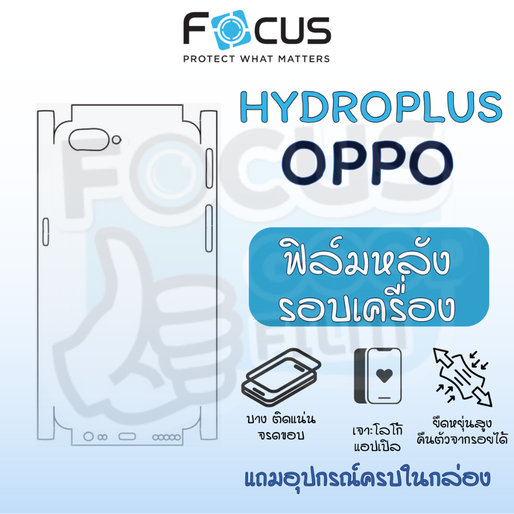 ฟิล์มหลังรอบครื่องไฮโดรเจล *Hydroplus* Focus ของ Oppo A5 A31 2020 Reno 5 5G A3 Reno 8 Z 5G Reno 7 Z 5G Reno 4 Reno 6 5G