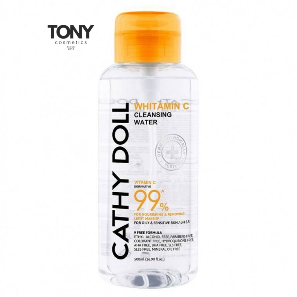 CATHY DOLL WHITAMIN C CLEANSING WATER เคที่ดอลล์ ไวท์ทามินซีคลีนซิ่งวอเตอร์ ขนาด 500ml