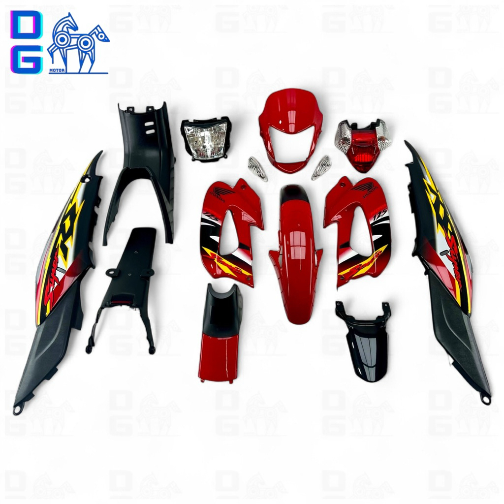 ชุดสีแฟริ่ง โซนิคตัวเก่า Sonic125 ปี 2003 Max สีแดงดำ (ชุด 14 ชิ้น) ชุดเต็มคัน มีไฟและดำด้าน พร้อมติดสติกเกอร์