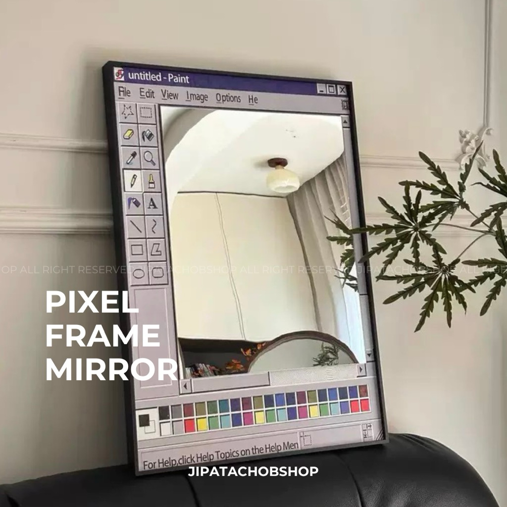 JIPATACHOBSHOP | pixel frame mirror 🩰  กระจกสไตล์เกาหลี กระจกแต่งห้อง ออกแบบให้เหมือนจอคอมพิวเตอร์วินเทจกรอบอลูมิเนียม