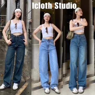 Vintage Jeans 💛 กางเกงยีนส์ทรงกระบอกกลาง สไตล์วินเทจ เอวสูง ผ้าไม่ยืด กางเกงผู้หญิง กางเกงแฟชั่น