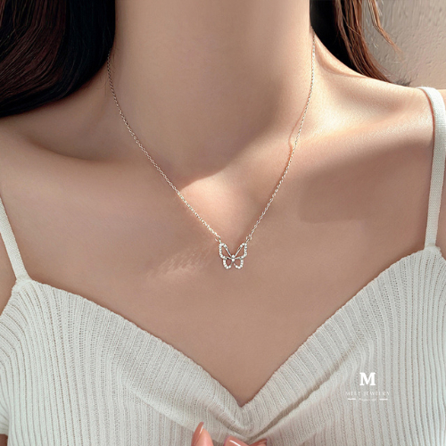 MEET💕สร้อยคอเงินแท้ Cute Butterfly สร้อยเงินแท้ สร้อยแฟชั่น จี้สร้อยคอ สร้อยคอเงิน925 สร้อยเพชร - รูปที่ 4