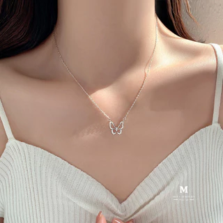 MEET💕สร้อยคอเงินแท้ Cute Butterfly สร้อยเงินแท้ สร้อยแฟชั่น จี้สร้อยคอ สร้อยคอเงิน925 สร้อยเพชร
