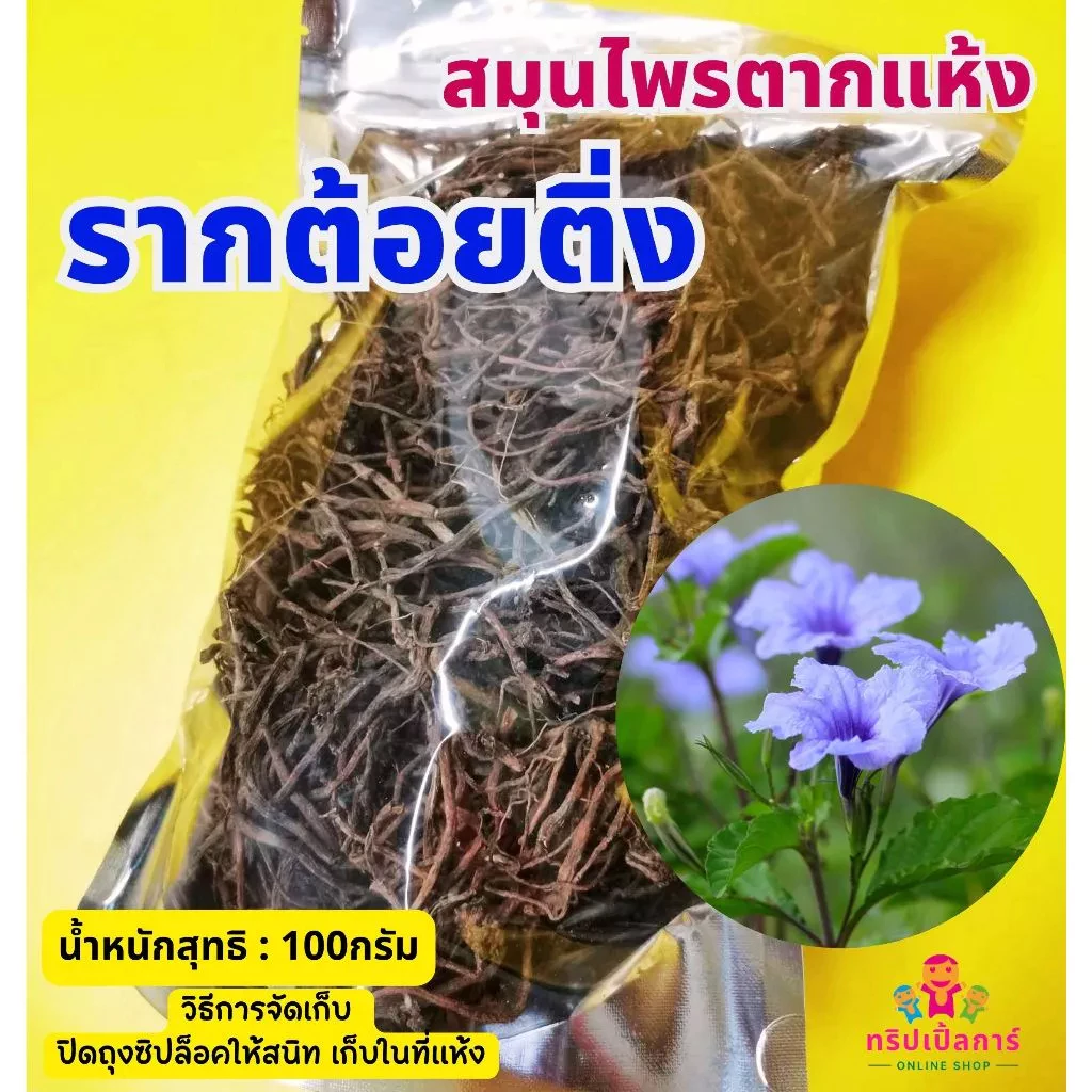 รากต้อยติ่ง ตากแห้ง/อบแห้ง บรรจุ 100กรัม