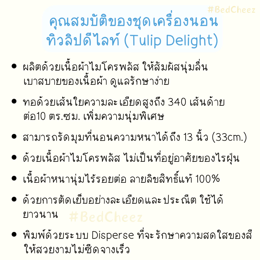 ชุดผ้าปูที่นอนพร้อมผ้านวม Tulip Delight กันไรฝุ่น อัดลาย EMBOSS thumbnail 3