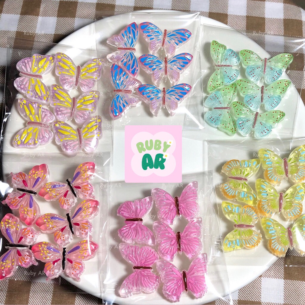 เรซิ่นผีเสื้อใส&ทึบ 5ชิ้น/ซอง พร้อมส่งจากไทย