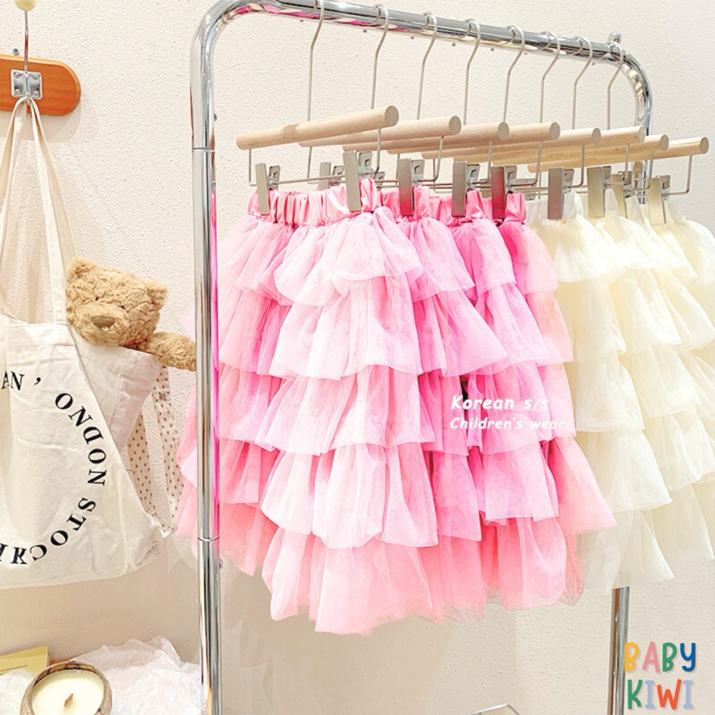 BABY KIWI พร้อมส่ง กระโปรงเด็กผู้หญิง กระโปรงระบาย เจ้าหญิง ฟรุ้งฟริ้ง