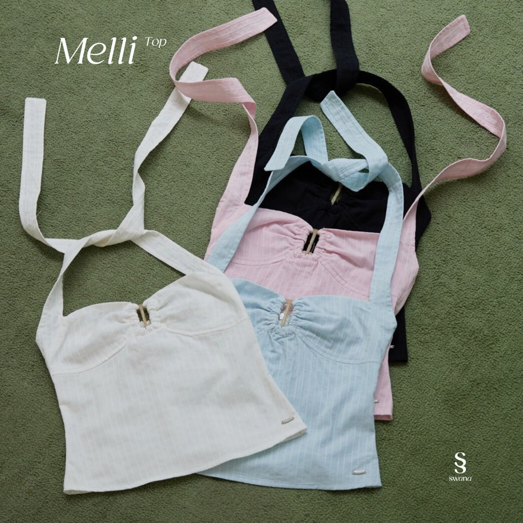 Swana.ss - Melli top “ 🖤👀✨ เสื้อเกาะอกเซ็กซี่ ลายปักลูกไม้
