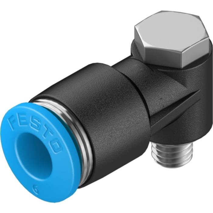 Festo QSLV-M5-6 Series Elbow Threaded Adaptor, M5 Male to Push In 6 mm, Threaded-to-Tube Connection 