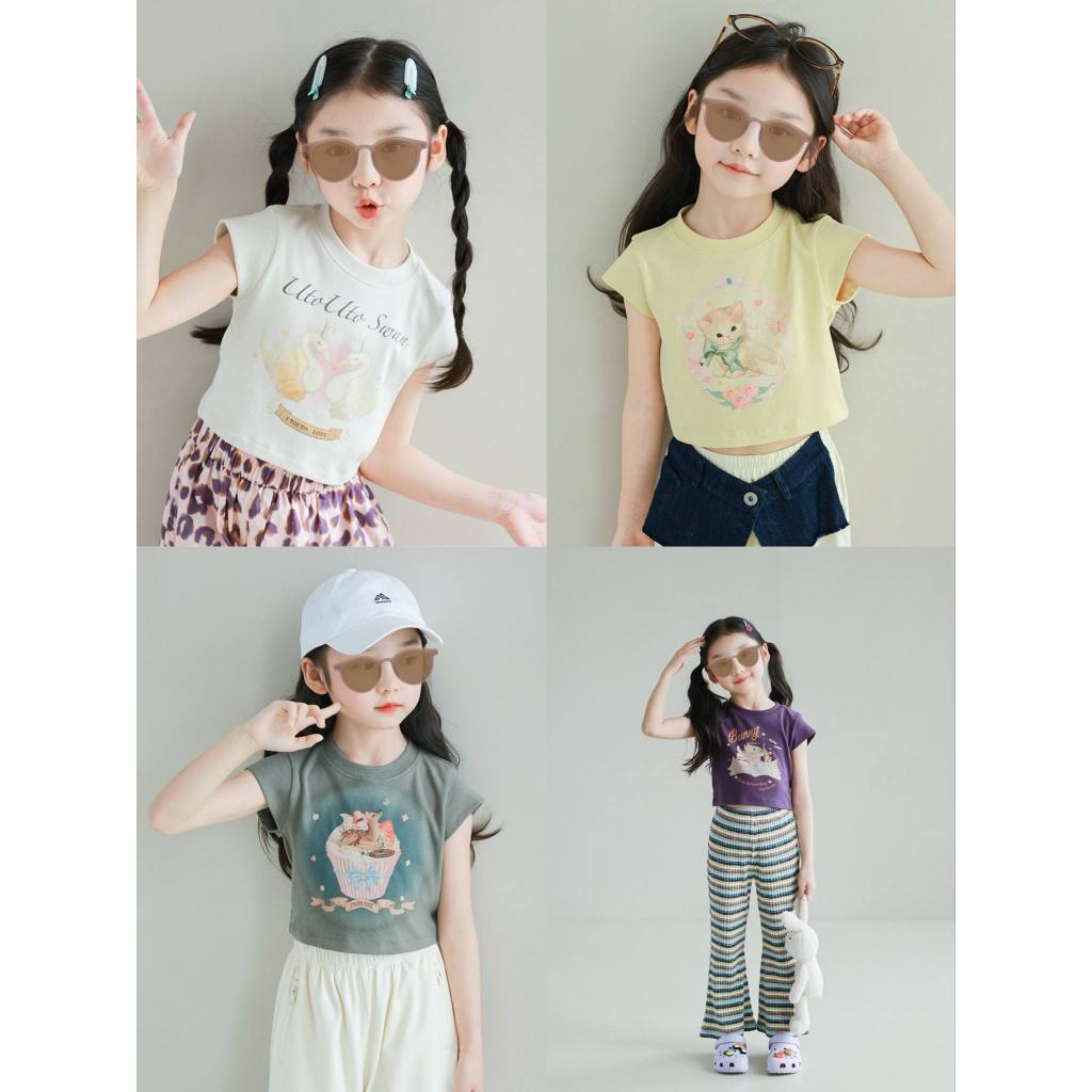 (**พร้อมส่งจากในไทย**) เสื้อยืดเด็กผ้าร่องนุ่ม มีเชือกรูดด้านหลัง