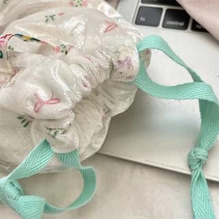💐DIY💐 ถุงหูรูด ถุงผ้า กำมะหยี่นุ่ม ผ้าเงา กระเป๋าเครื่องสำอาง ลายการ์ตูน ผ้านุ่มนิ่ม