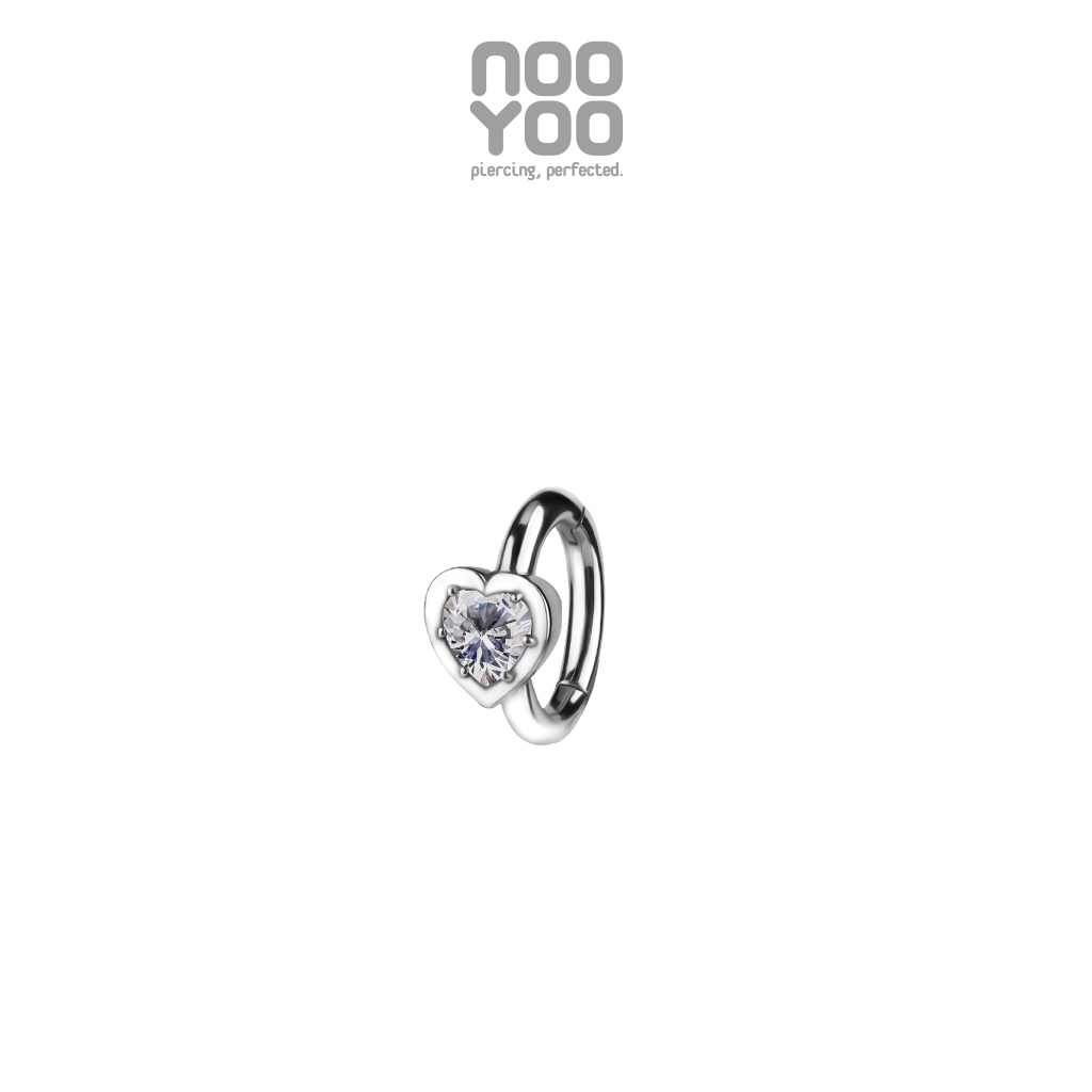 NooYoo จิวสะดือสำหรับผิวแพ้ง่าย CoCr NF Oval Belly Clicker Heart with CZ