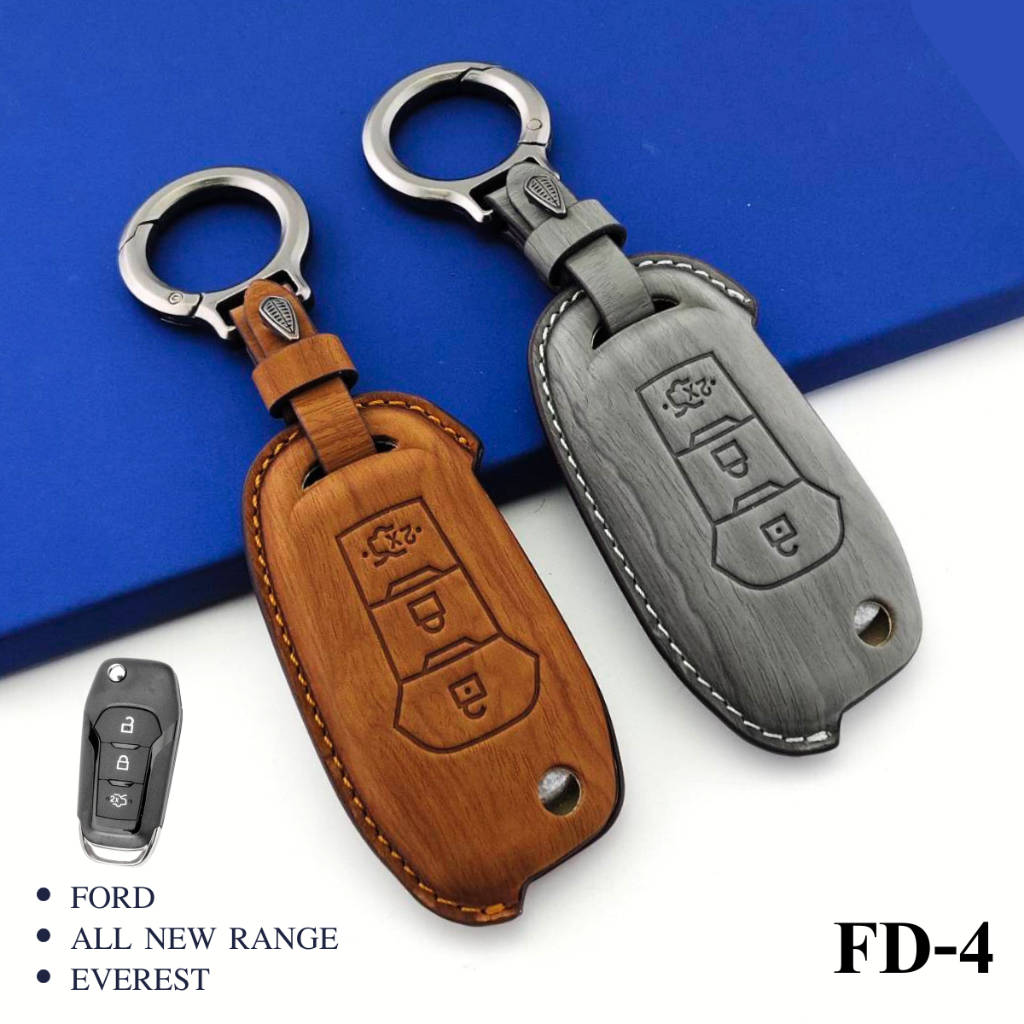 ซองหนังกุญแจรถยนต์ Ford ปลอกหุ้มกุญแจรถยนต์ ตรงรุ่น ford everest Ranger 3ปุ่ม ซองหนังสี