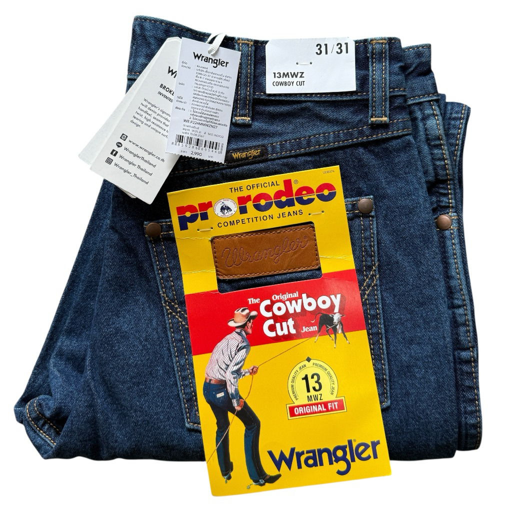 🔥#มาใหม่ 13 MWZ สียีนส์ (14 ออนซ์) Wrangler MWZ COWBOY CUT กระบอกตรง ไม่ยืด เป้าซิป ของแท้