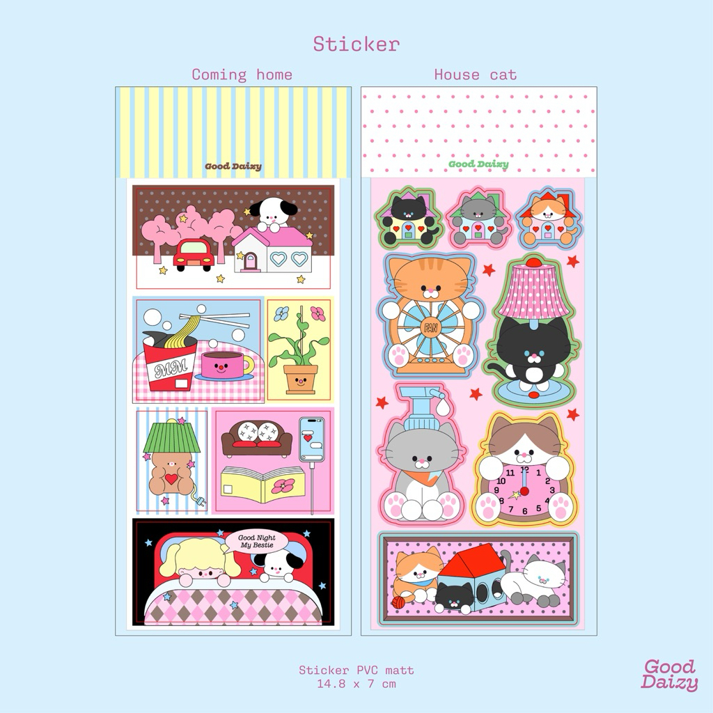 🏠Comig home Cat thing sticker pvc matt สติกเกอร์ | Good Daizy