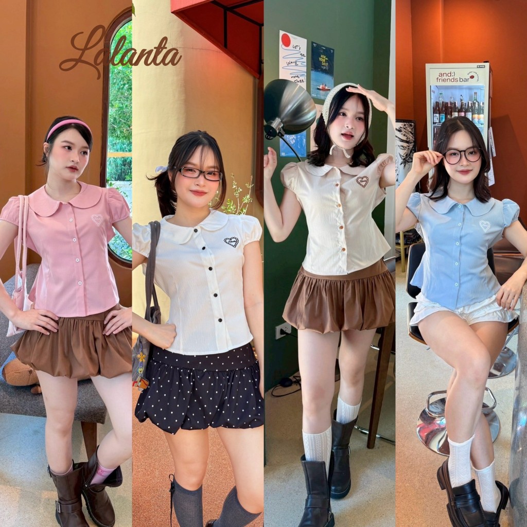 เสื้อคอปก ปักหัวใจ ผ้าครัช #FF118