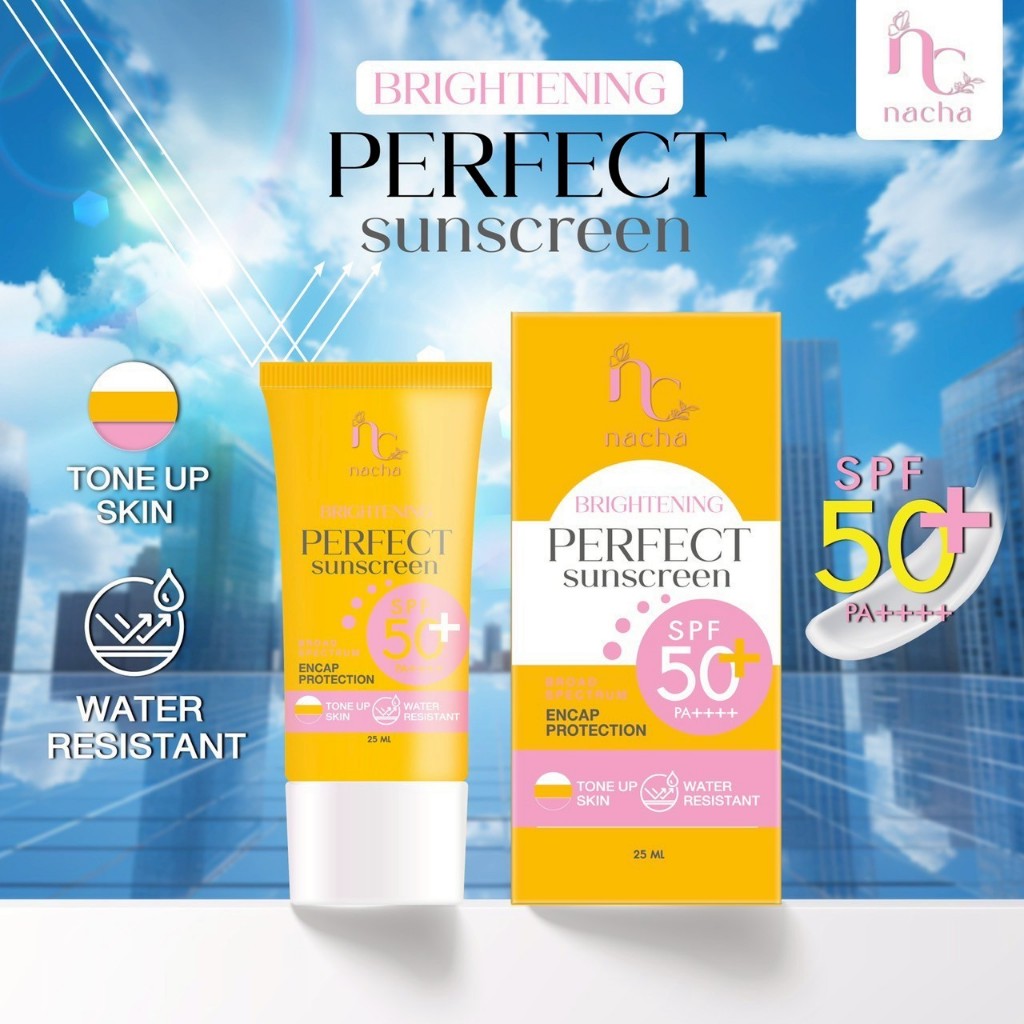 [กันแดดหน้า] นะชา ไบร์ทเทนนิ่ง เพอร์เฟค ซันสกรีน SPF50+ PA++++ (25ml.)