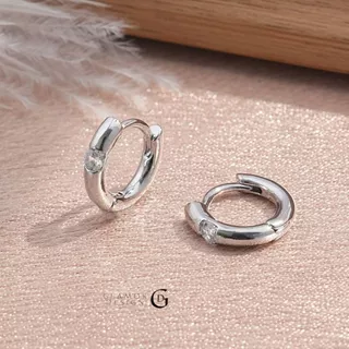 GLAMOR✨ต่างหู Pure Loop ตุ้มหูเพชร Zirconia ทรงเรียบหรู 925แท้ ดีไซน์โมเดิร์น ใส่สบาย