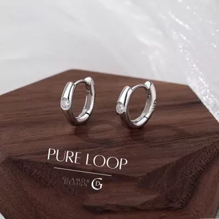 GLAMOR✨ต่างหู Pure Loop ตุ้มหูเพชร Zirconia ทรงเรียบหรู 925แท้ ดีไซน์โมเดิร์น ใส่สบาย
