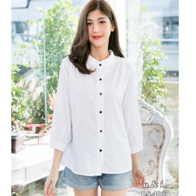คอจีนรูดไหล่หน้าสวยๆ ผ้าไหมอิตาลี U & I (Ls 403)