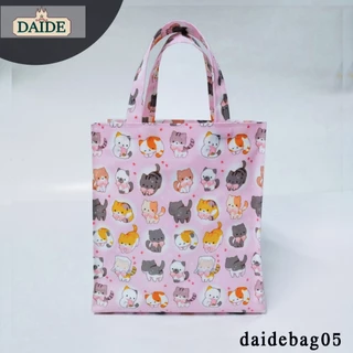Daide กระเป๋าผ้าเคลือบ กว้าง 11นิ้ว สูง 12.5นิ้ว หนา 5นิ้ว ทรงตั้ง ใส่กระดาษA4ได้พอดี