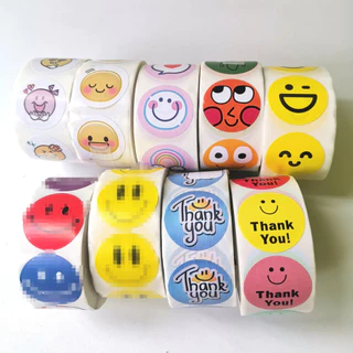( ลายยิ้ม ) สติกเกอร์ THANK YOU อิโมจิ น่ารัก ขนาด 2.5 ซ.ม 500 ดวง/ม้วน