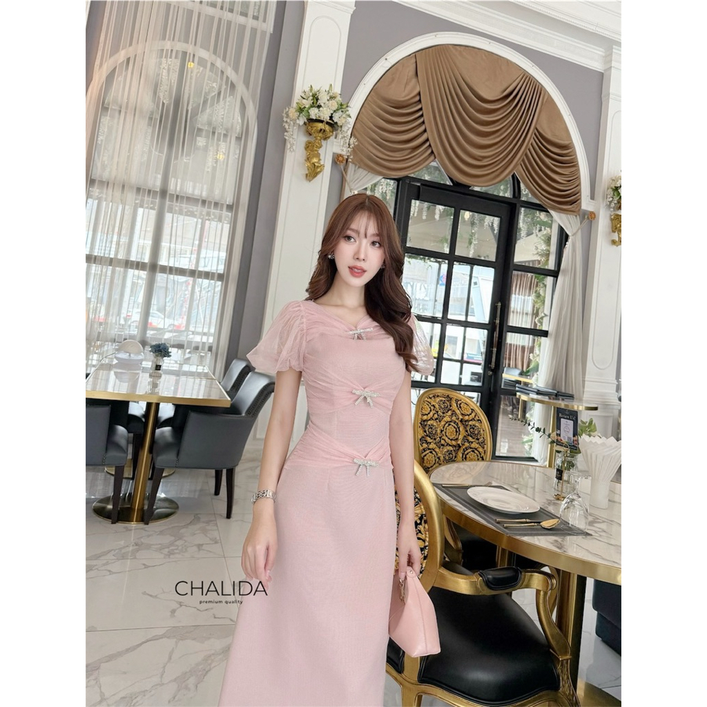 เดรสไปงานแขนซีทรู#เดรสเพื่อนเจ้าสาว#เดรสไปงานบวช#เดรสสวยหรู