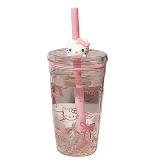 (ไม่มีหัวคิตตี้) แก้วน้ำ วัสดุTritan แก้วพกพา คิตตี้น่ารัก ขนาด 450 ml แถมหลอด พร้อมส่ง