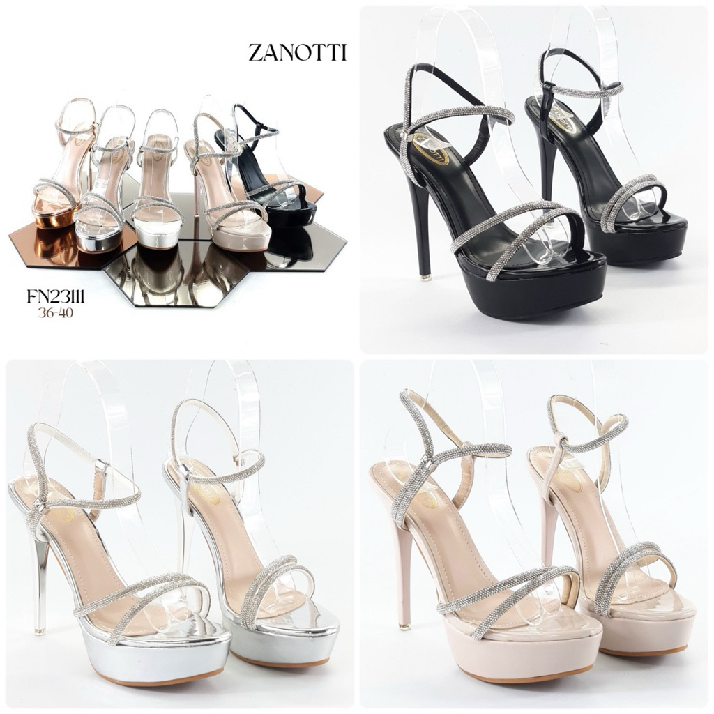 Sale ขาว 40 รองเท้าส้นสูง 5 นิ้ว เสริมหน้า 1.5 นิ้ว รัดข้อ สายเพชรพันเท้า เก๋ๆ เล่นดีเทลเส้นเพชร