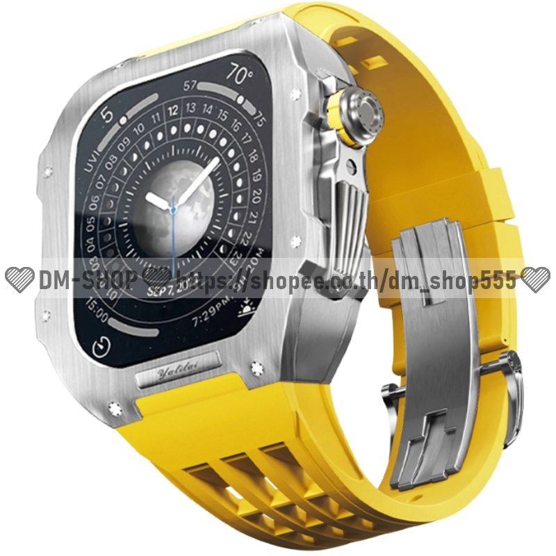 💚DM-SHOP💚สำหรับ Apple Watch เคสและสายนาฬิกาสแตนเลส 44MM 45MM ชุดแต่งหรู สำหรับ Apple Watch Series 9 