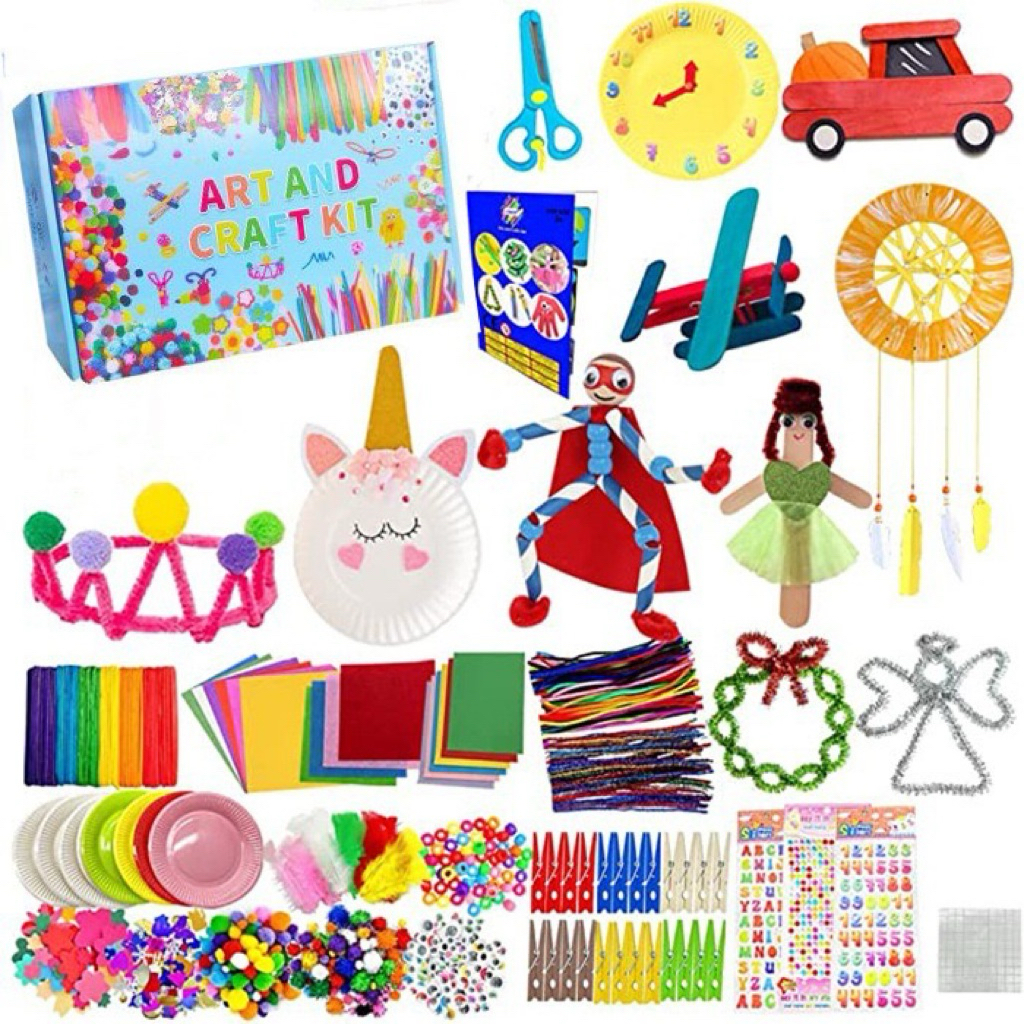 Art and Craft Kit Diy กล่องสีฟ้า อุปกรณ์ศิลปะตกแต่ง จัดเต็มกล่อง ของเล่นศิลปะเด็ก Lookmaebaby