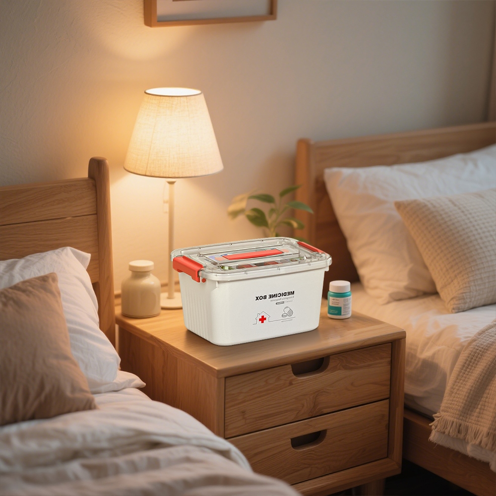 กล่องเก็บของ กล่องปฐมพยาบาล กล่องพยาบาล มีซ้อนได้ อเนกประสงค์ พกพาได้ มี 3 ​​ขนาดให้เลือก ดีไซน์เป็นชั้นๆ - รูปที่ 7