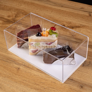 กล่องอะคริลิคครอบเค้ก ขนม พร้อมฐานแบน มี 2 ขนาด ฐานมี 3 สี อ…