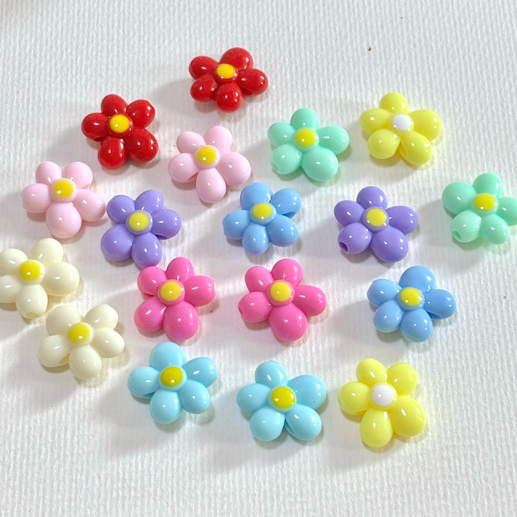 A123 ลูกปัดดอกไม้ ดอกไม้สีสันสดใส ลูกปัดdiy