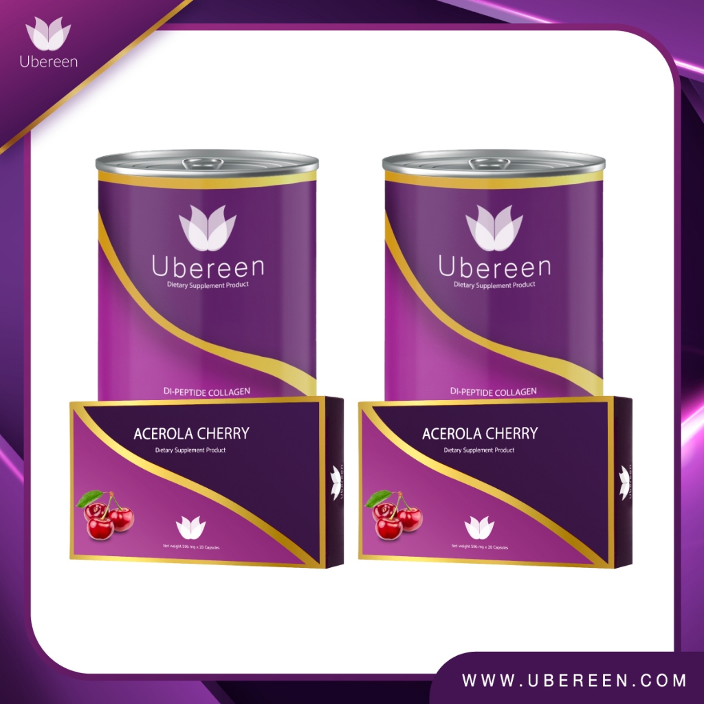 คอลลาเจน 2 กระปุก คู่วิตามินซี 2 กล่อง Ubereen Collagen Dipeptide+Peptide บำรุงผิว ผิวออร่า บำรุงข้อ