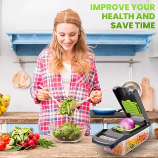 Multifunctional Vegetable Chopper เครื่องสไลด์ผัก เครื่องหั่นผัก เครื่องหั่นอาหาร ใบมีดสแตนเลสคม เครื่องหั่นผล