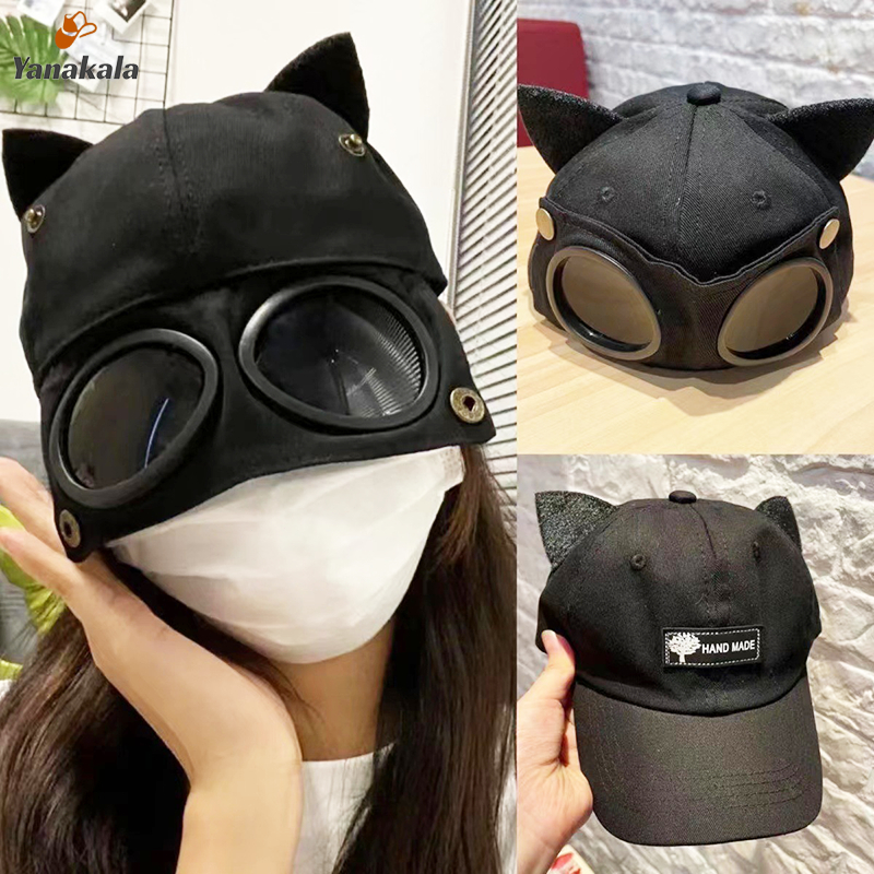 ส่งเร็ว🚚หมวกเบสบอล เบสบอล มีแว่น มีหู ทรงสวย หมวกนักบิน คุณภาพสู สไตล์เกาหลี ได้ทั้งชายหญิง มีหลายสี-Yanakala